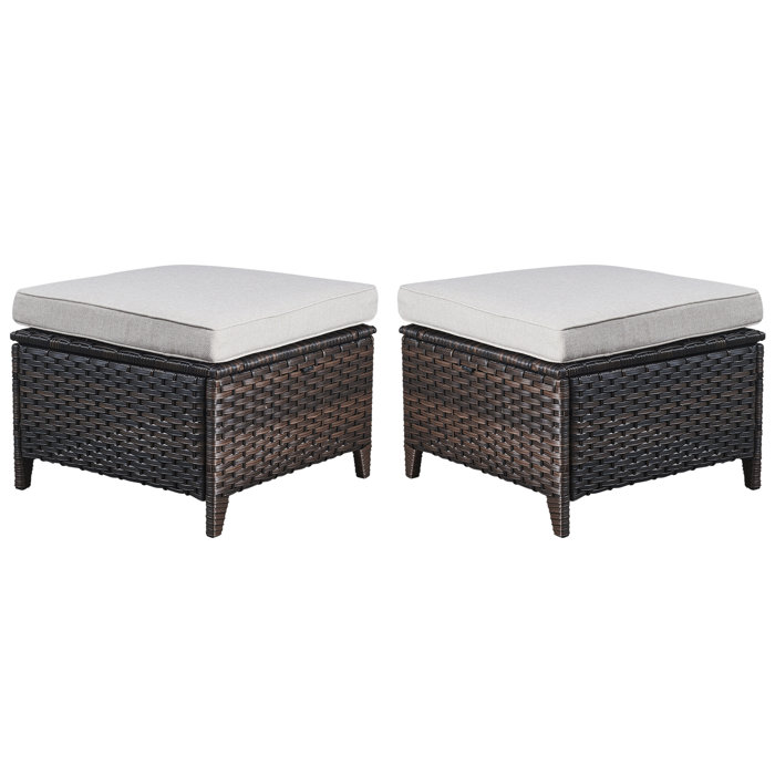 Ebern Designs Wicker Outdoor Ottoman | Wayfair